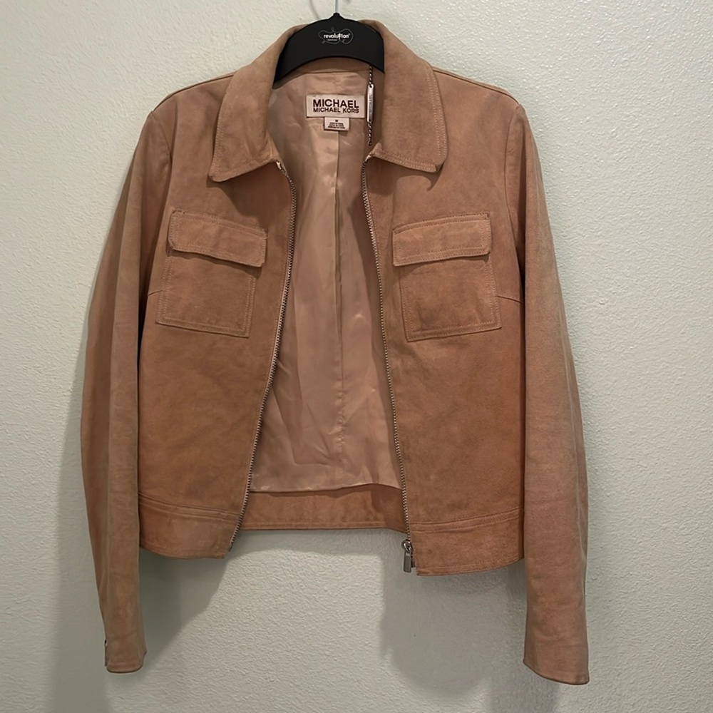 Michael Kors Tan Suede Zip Up Jacket- Size M